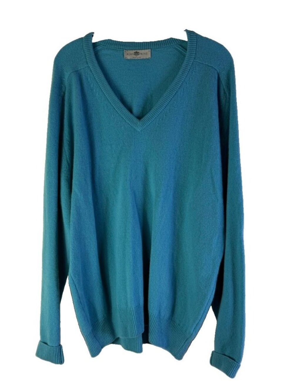 Vintage 90s Lambswool Sweater Mens Large Luxury Knit Preppy Rockabilly Blue